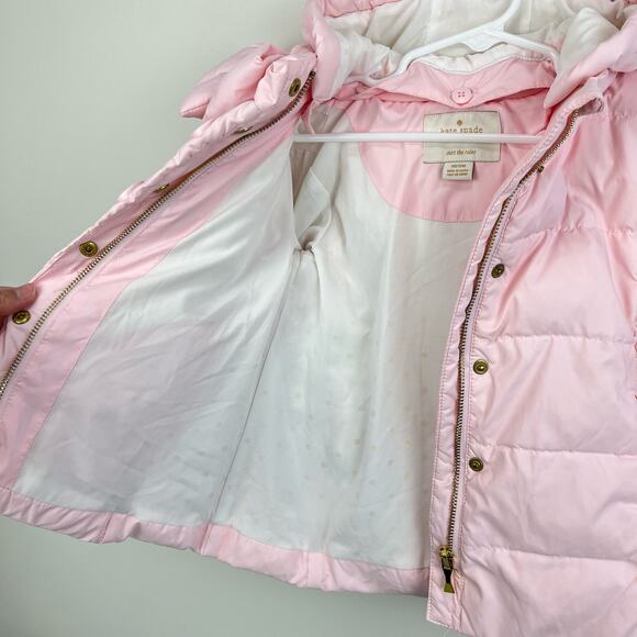 Kate Spade Bow Neck Puffer Jacket Satin Slipper 12 Months - Picture 6 of 9